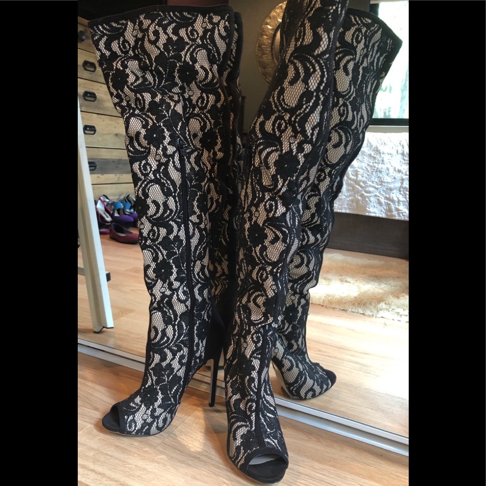 3/$25! Kaye Black Lace Boots!